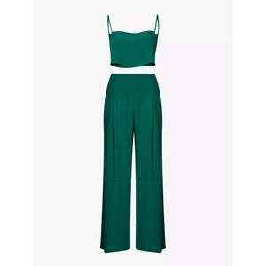 Reformation Emerald Green Wide Leg Pants with Cropped Top Set